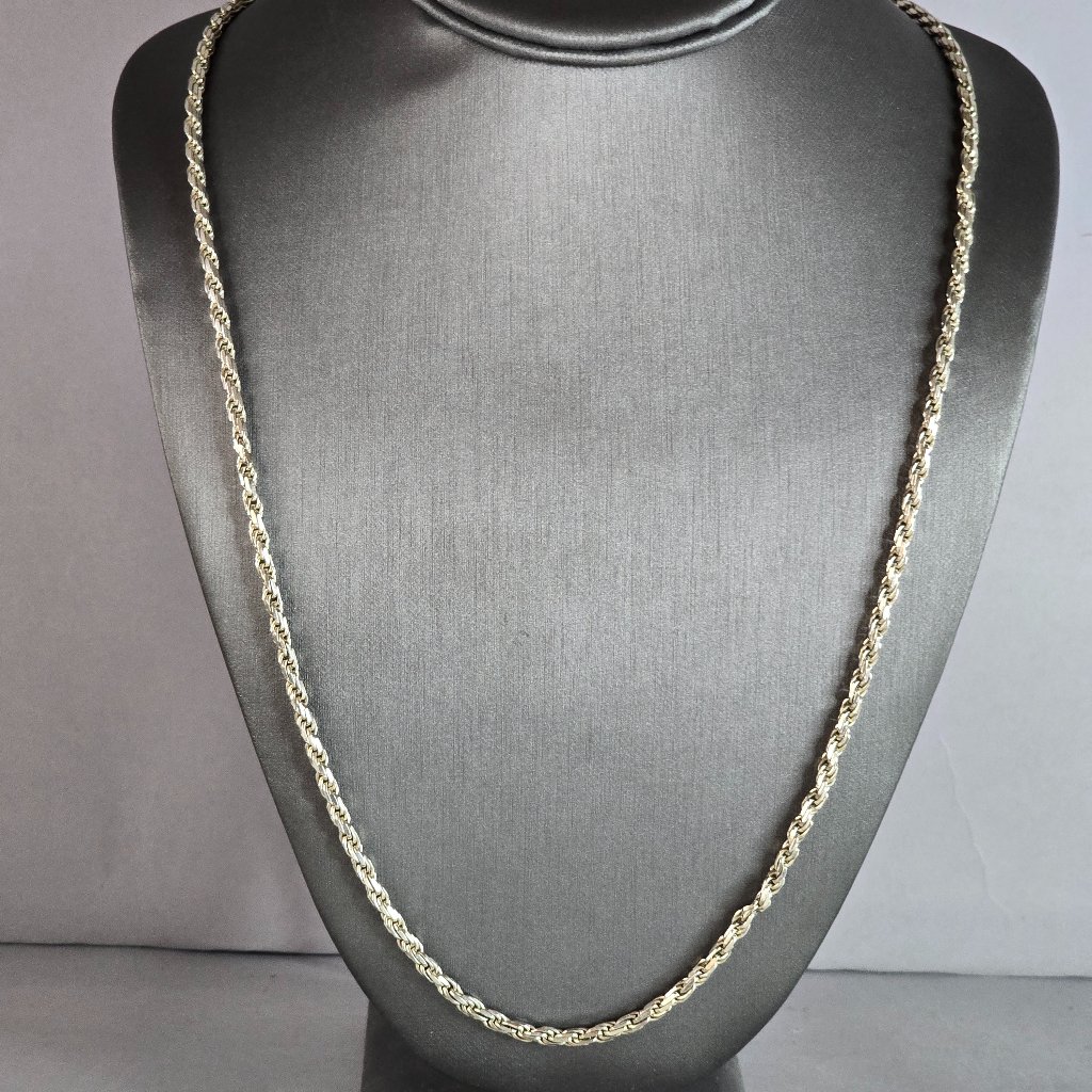 Womens Vintage Estate Sterling Silver Italian Rope Necklace 47.0g E6128
